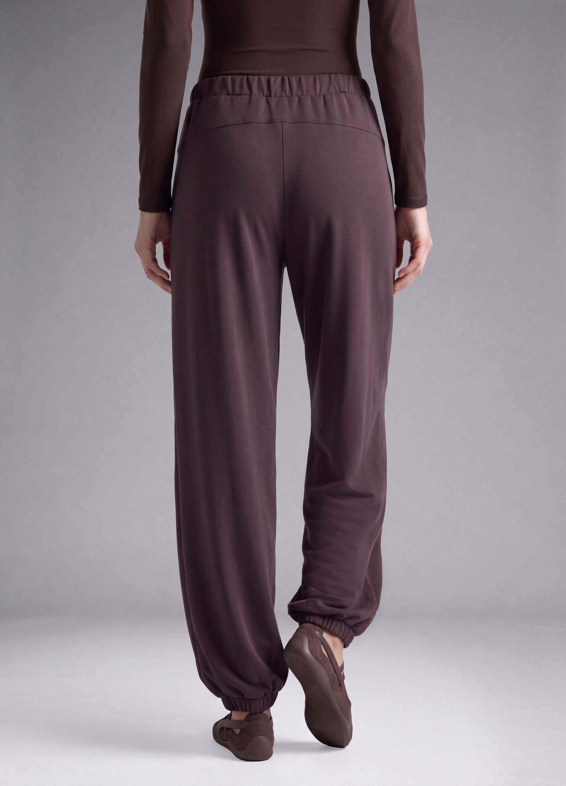 Brown stretch viscose joggers
