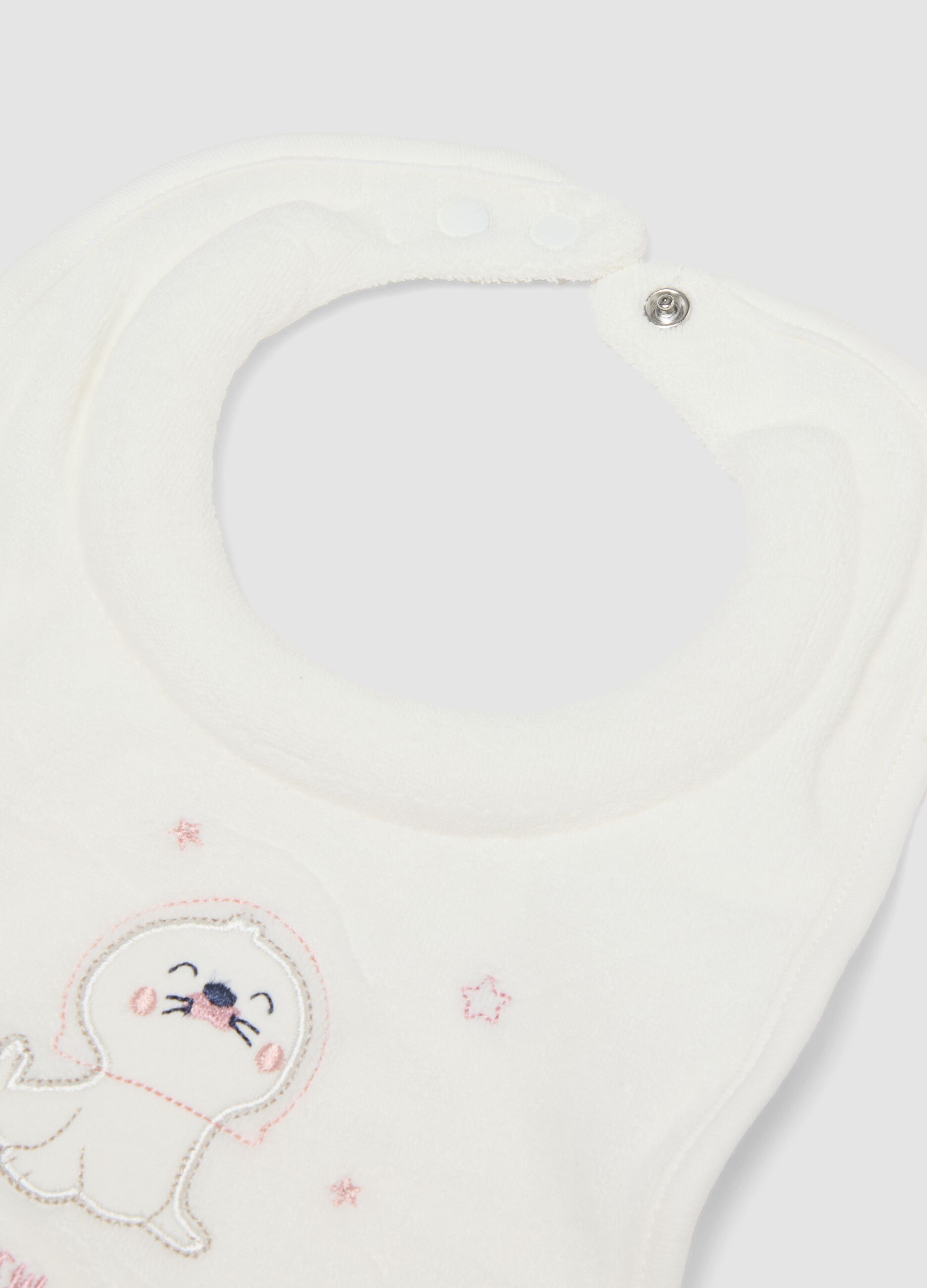 2-pack of pink and white organic cotton-blend bibs with embroidery