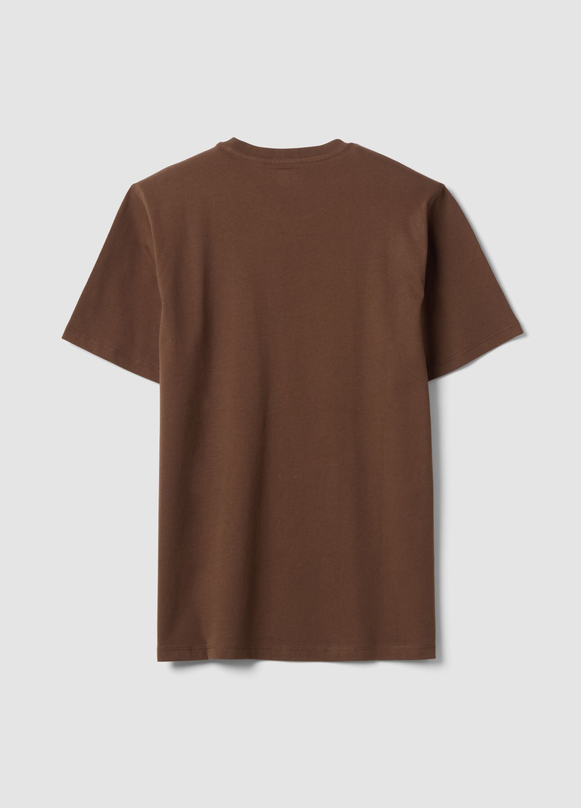T-shirt marrone in puro cotone organico jersey regular fit