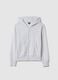 Grey pure cotton hoodie for girls, regular fit with zip_3