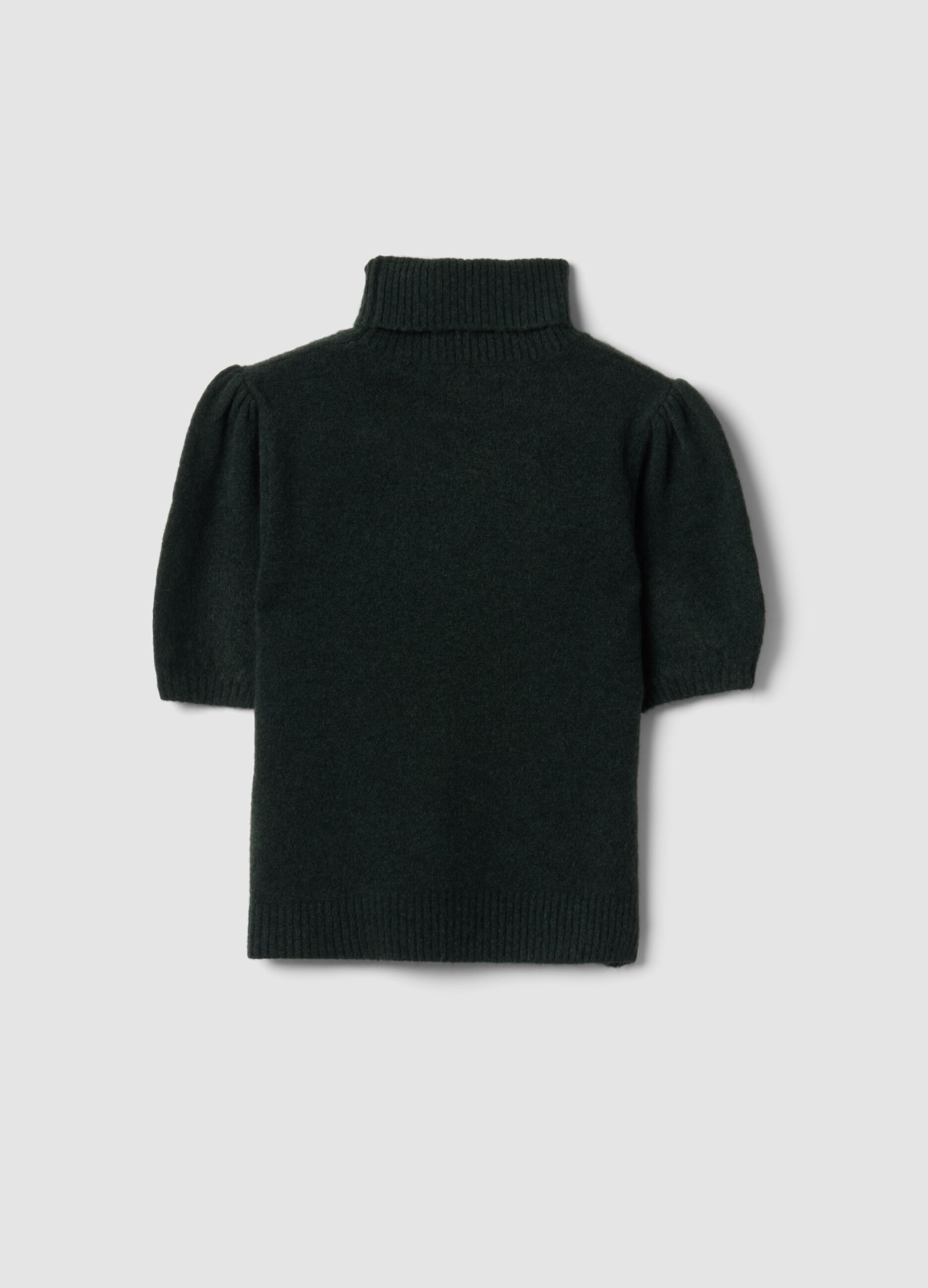 Camisola verde de gola alta em viscose el&aacute;stica
