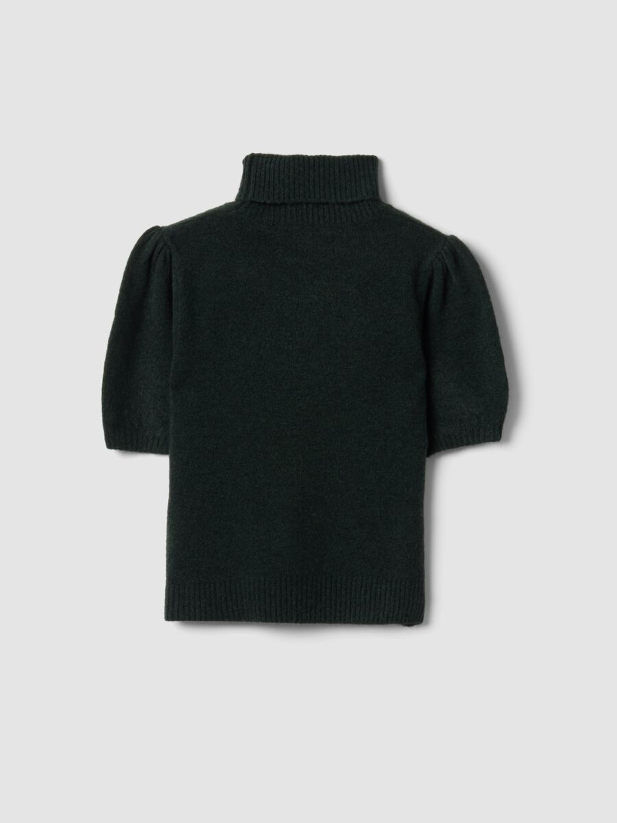 Green stretch-viscose turtleneck top_2