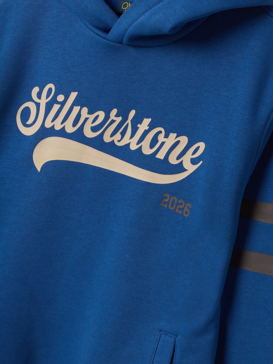 Blue cotton-blend hoodie with crew neck_1