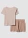 Bunter Pyjama aus reiner Bio-Baumwolle mit gestreiftem T-Shirt und Shorts_5