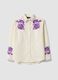 White pure cotton oversized shirt with purple embroidery_0