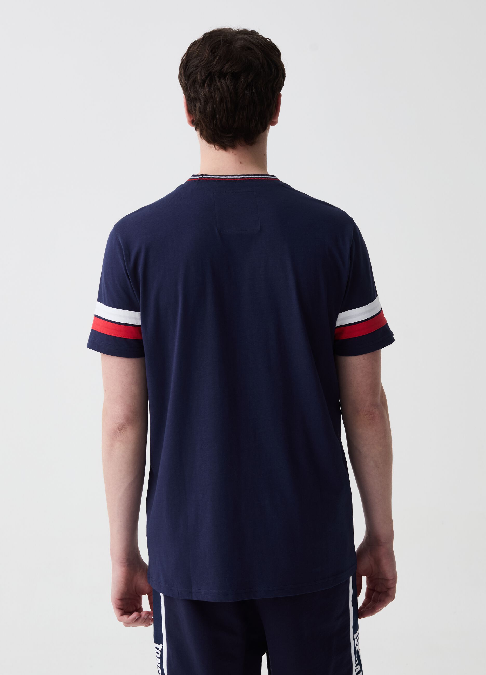 T-shirt with striped edging and patch
