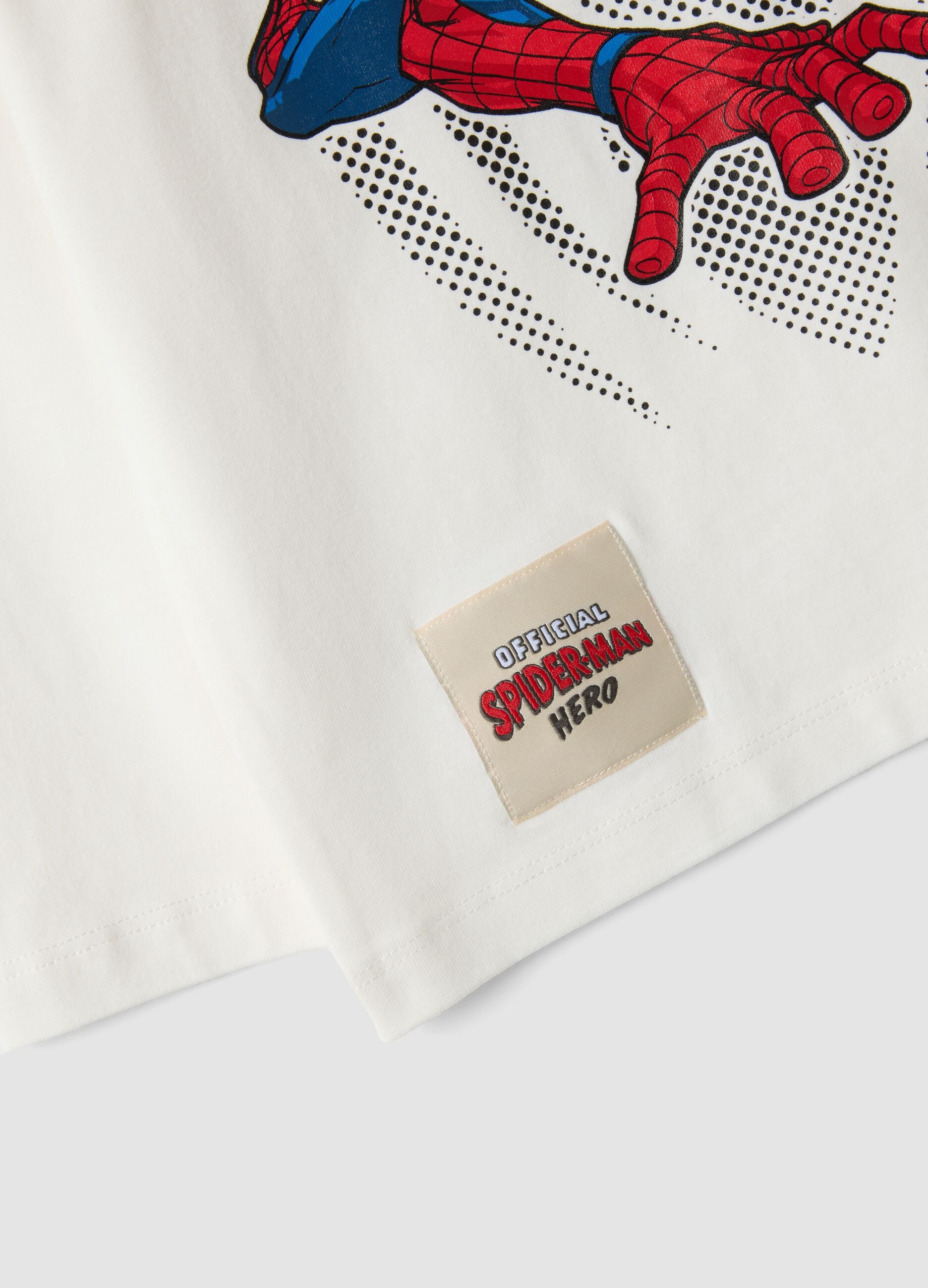 White pure cotton Marvel Spider-Man crew-neck T-shirt