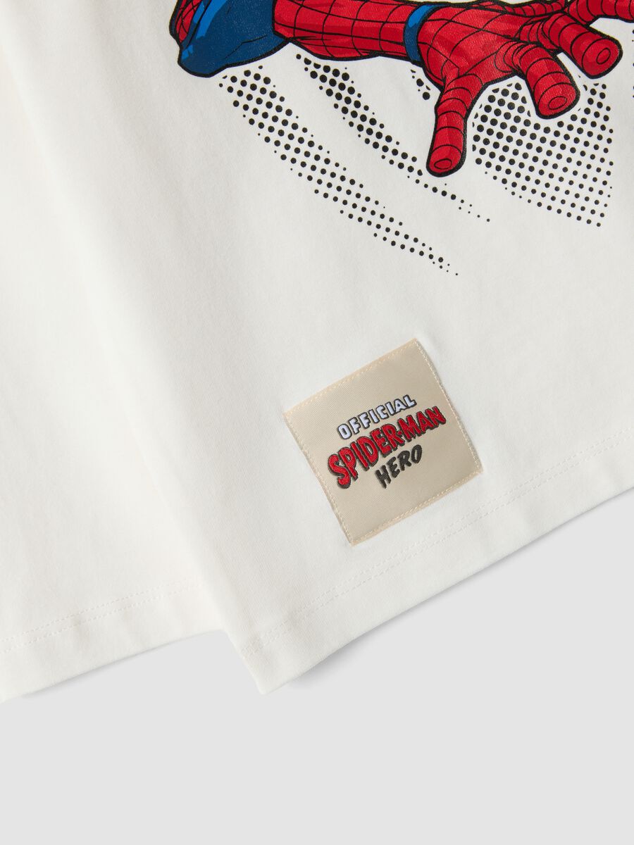 White pure cotton Marvel Spider-Man crew-neck T-shirt_2