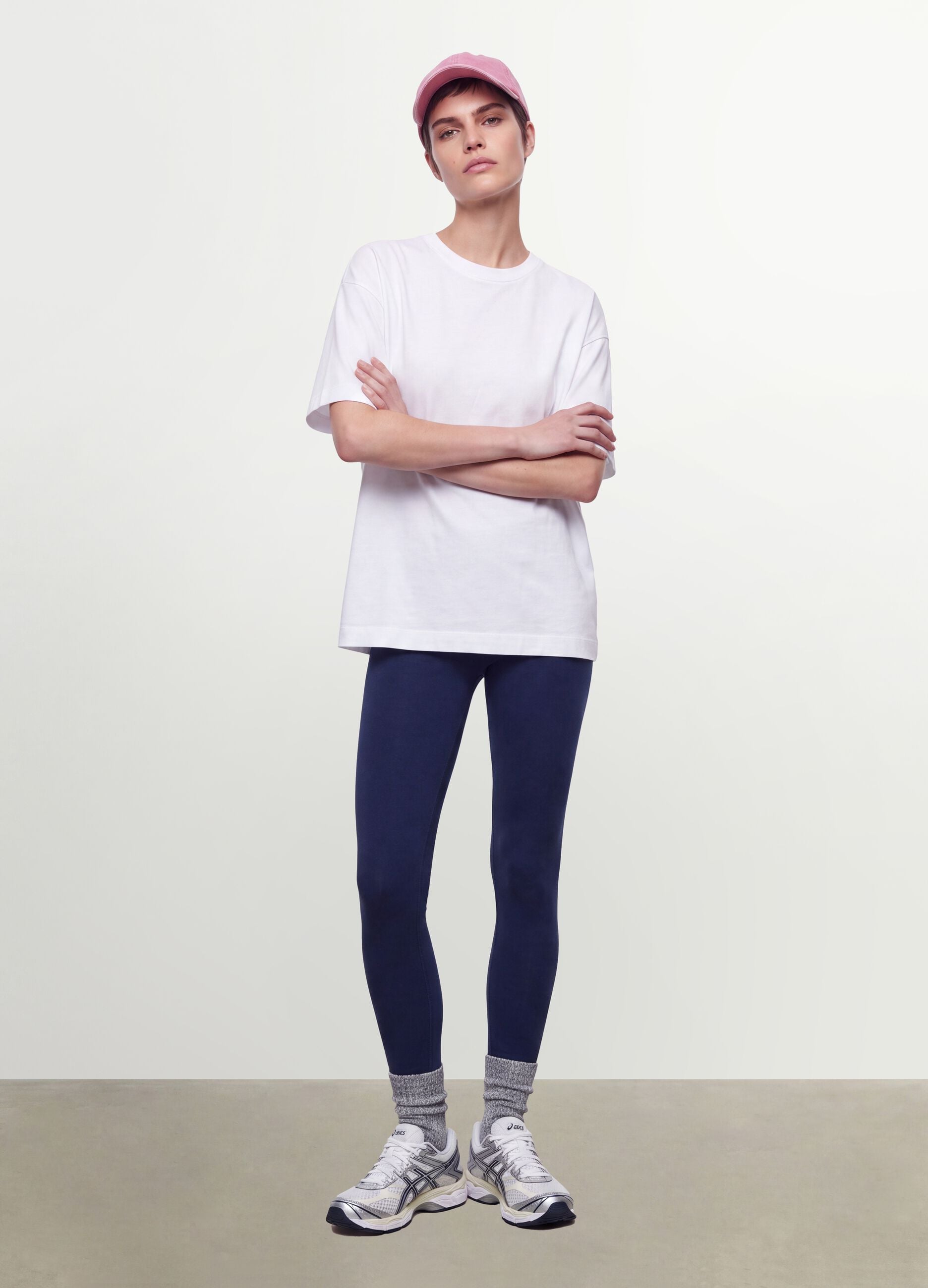 Blaue Slim Fit Stretch-Baumwoll-Leggings