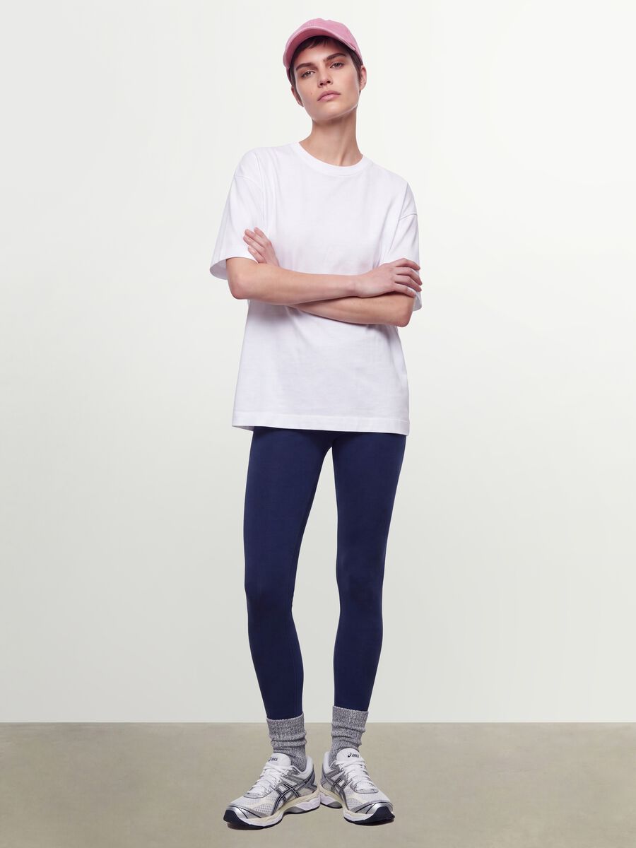 Blue Slim Fit Stretch Cotton Leggings_0