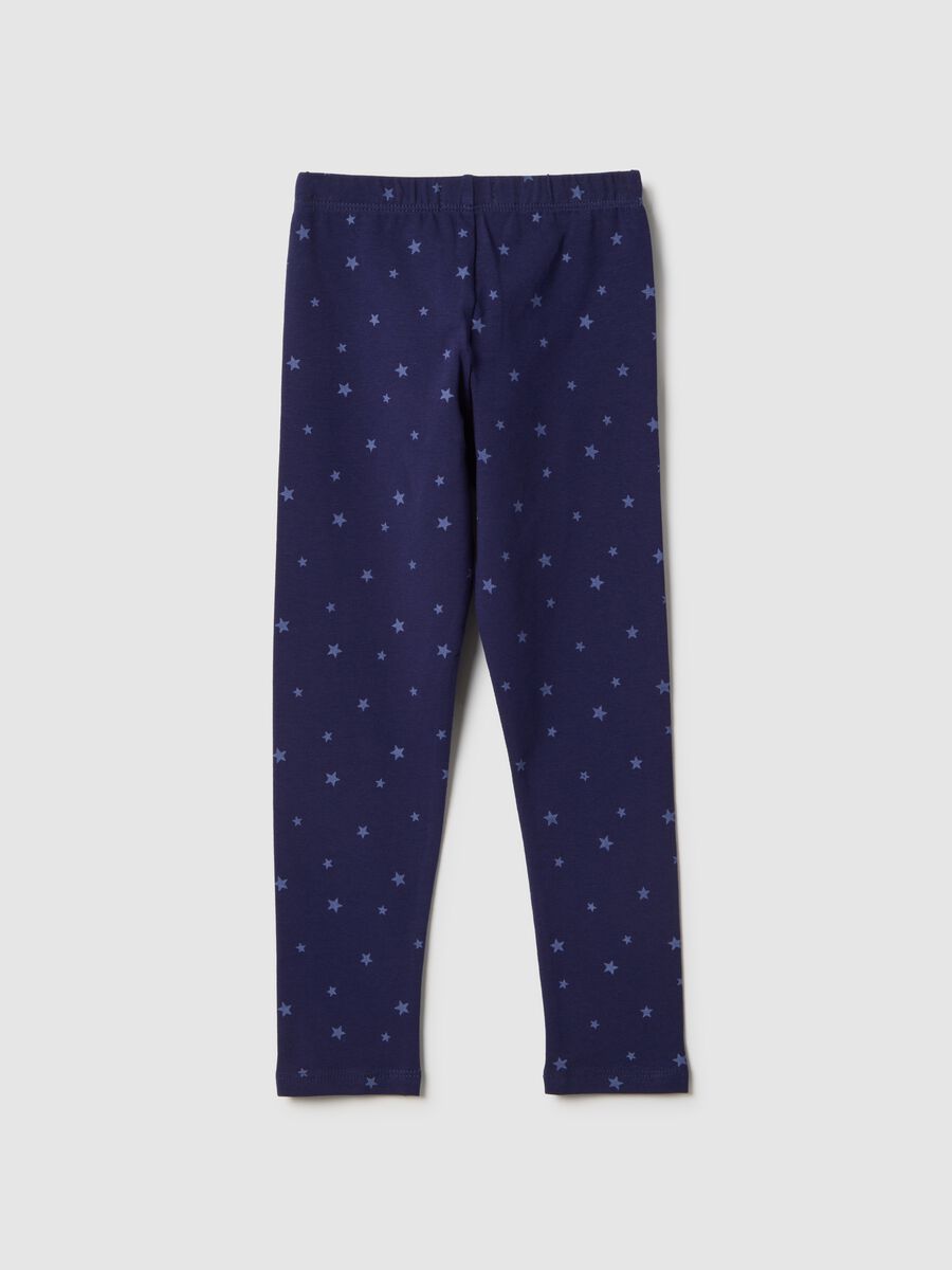 Purple Stretch Cotton Girl's Skinny Fit Leggings with Stars_1