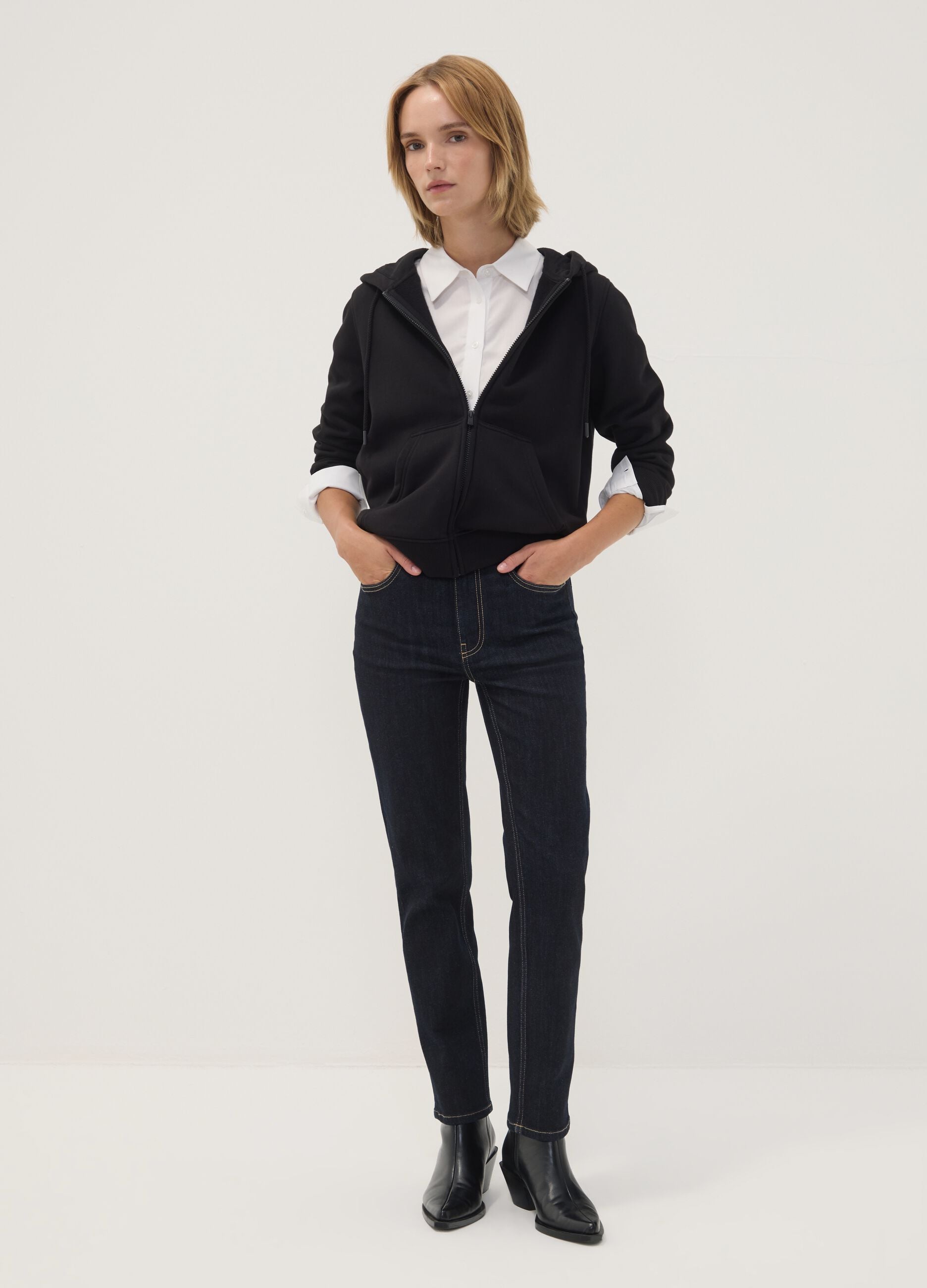 Blue slim-fit stretch cotton jeans