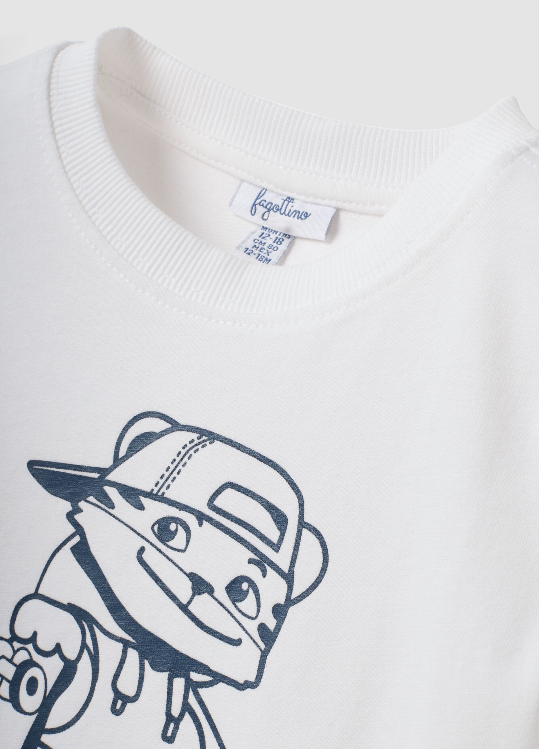 Wei&szlig;es Oversize-T-Shirt aus Bio-Baumwolljersey mit Print f&uuml;r Jungen