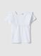 Girls&rsquo; white pure cotton T-shirt, regular fit, with ruffle sleeves_0