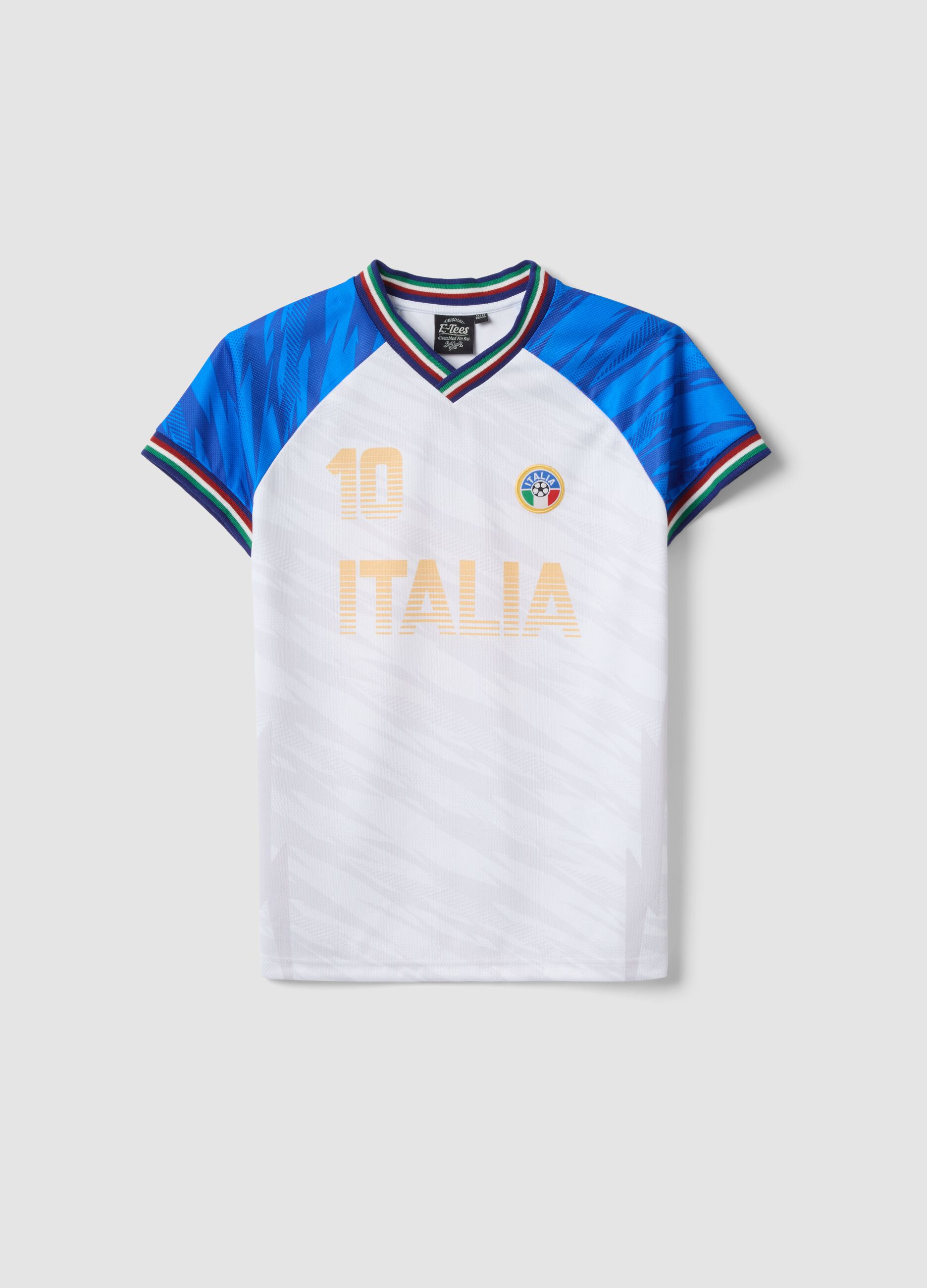 Kids&rsquo; Italy White and Sky-Blue Oversized Fit T-shirt