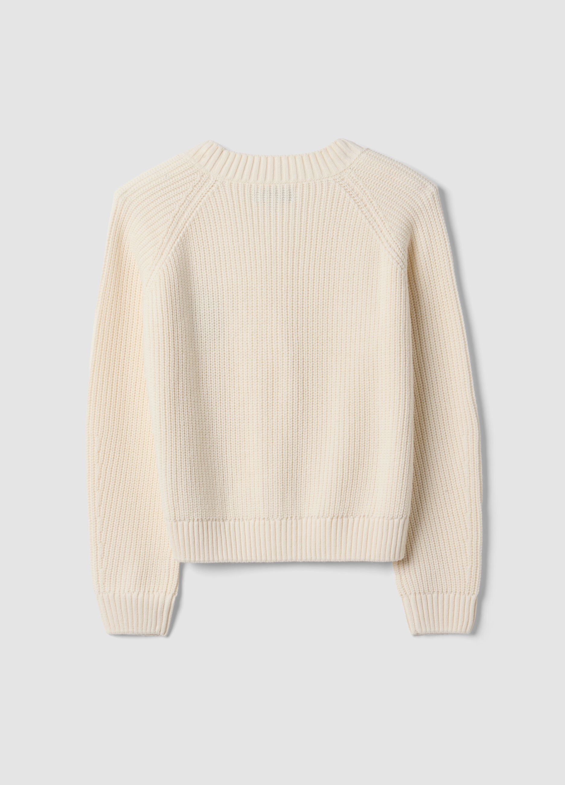 Cardigan beige in misto cotone con scollo profondo a V fitted