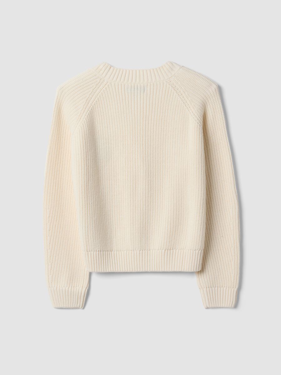 Cardigan beige in misto cotone con scollo profondo a V fitted_6