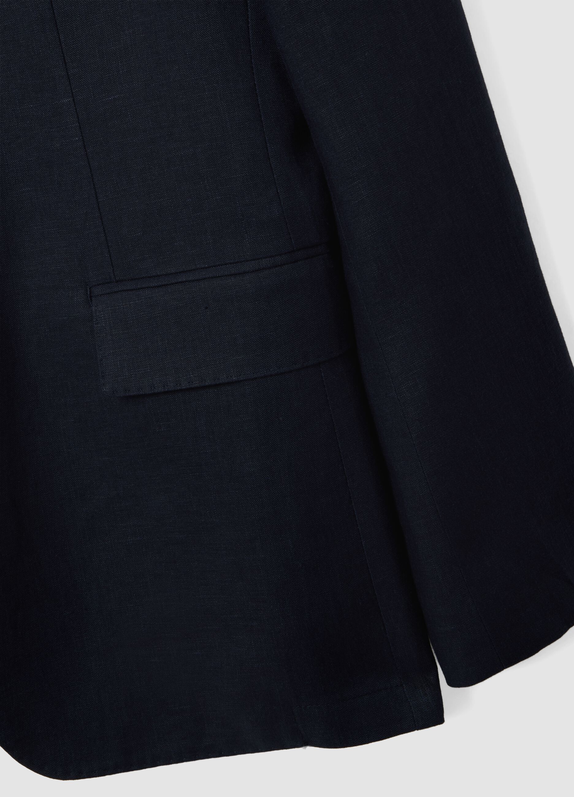 Blazer azul de linho puro corte regular