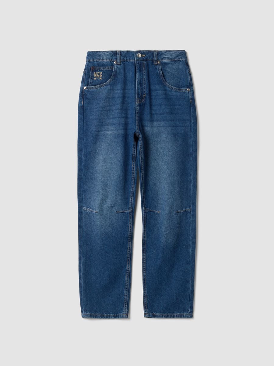 Blue baggy-fit jeans in pure cotton_0