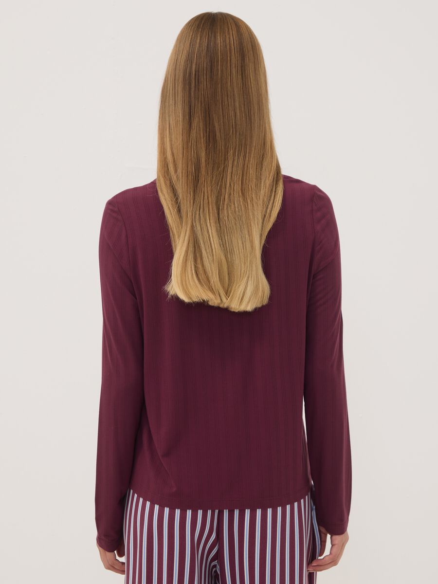 Red ribbed stretch viscose pyjama top_3