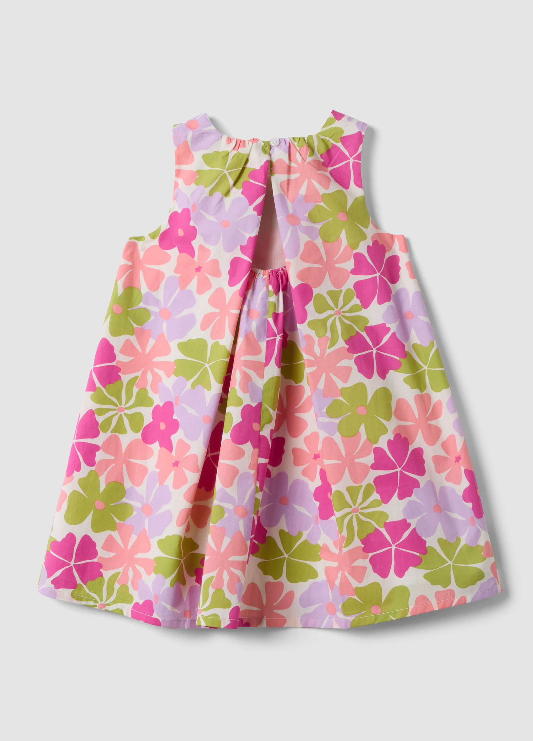 Multicoloured pure cotton dress with floral print