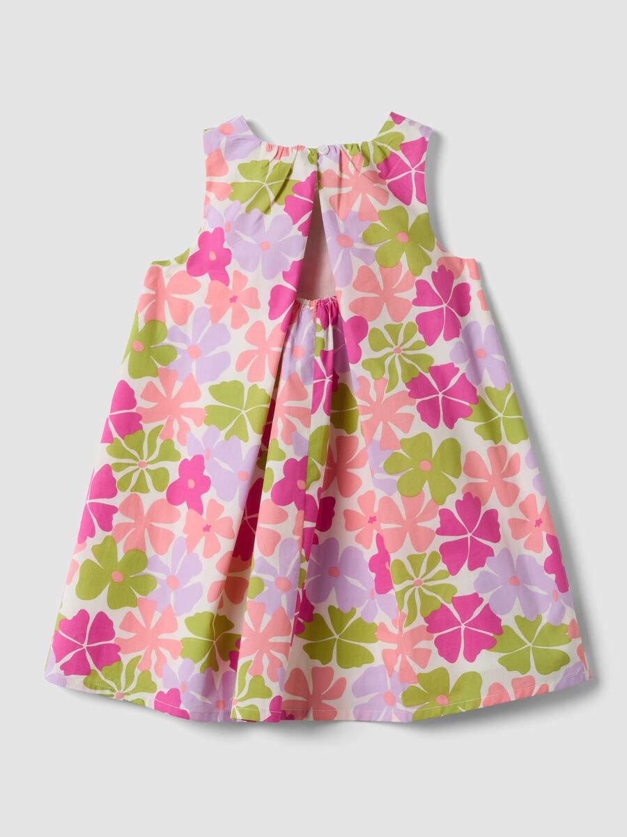 Multicoloured pure cotton dress with floral print_1