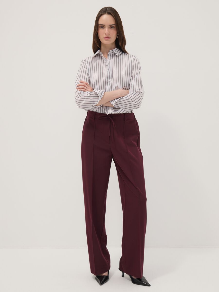Purple stretch viscose straight-leg trousers_0