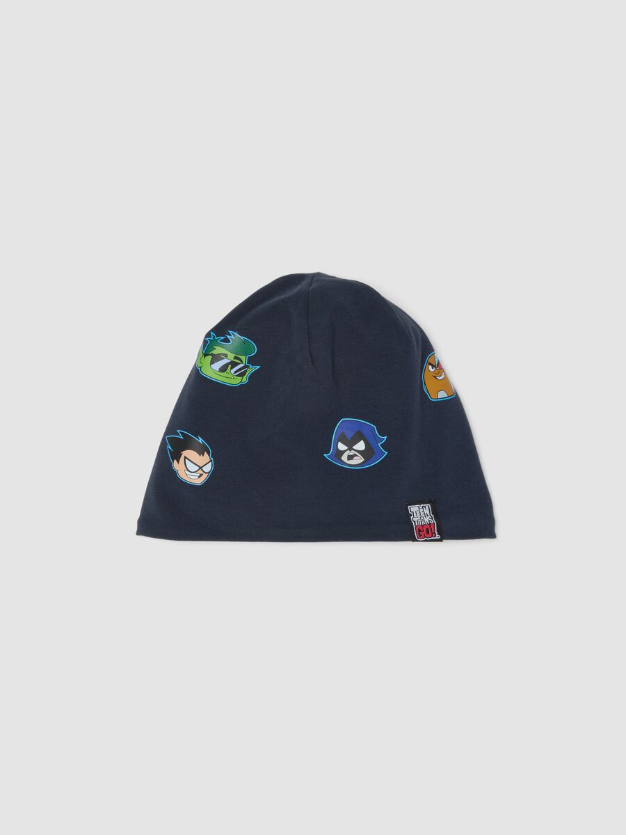 Gorro azul em algod&atilde;o el&aacute;stico com estampado Teen Titans Go para menino_0
