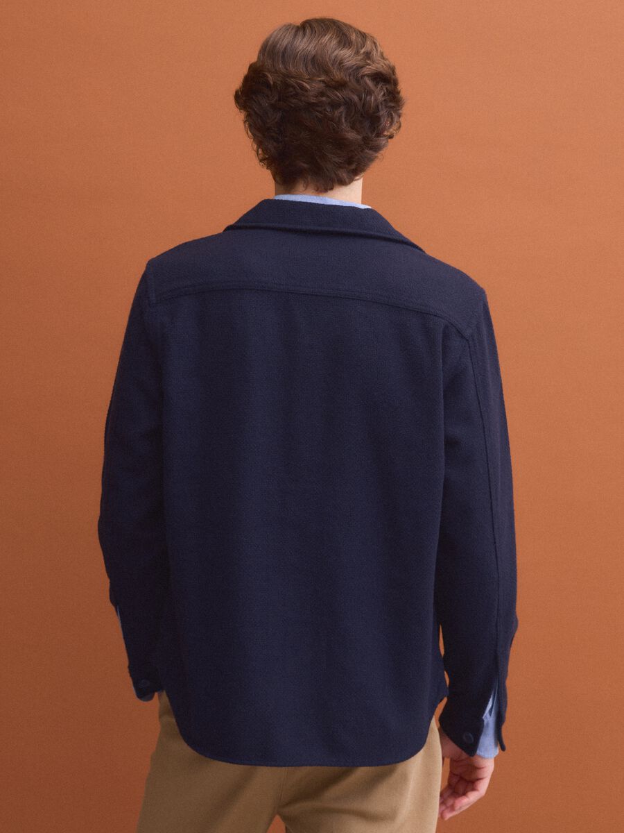 Blue wool and viscose-blend shacket with buttons, oversized fit_3