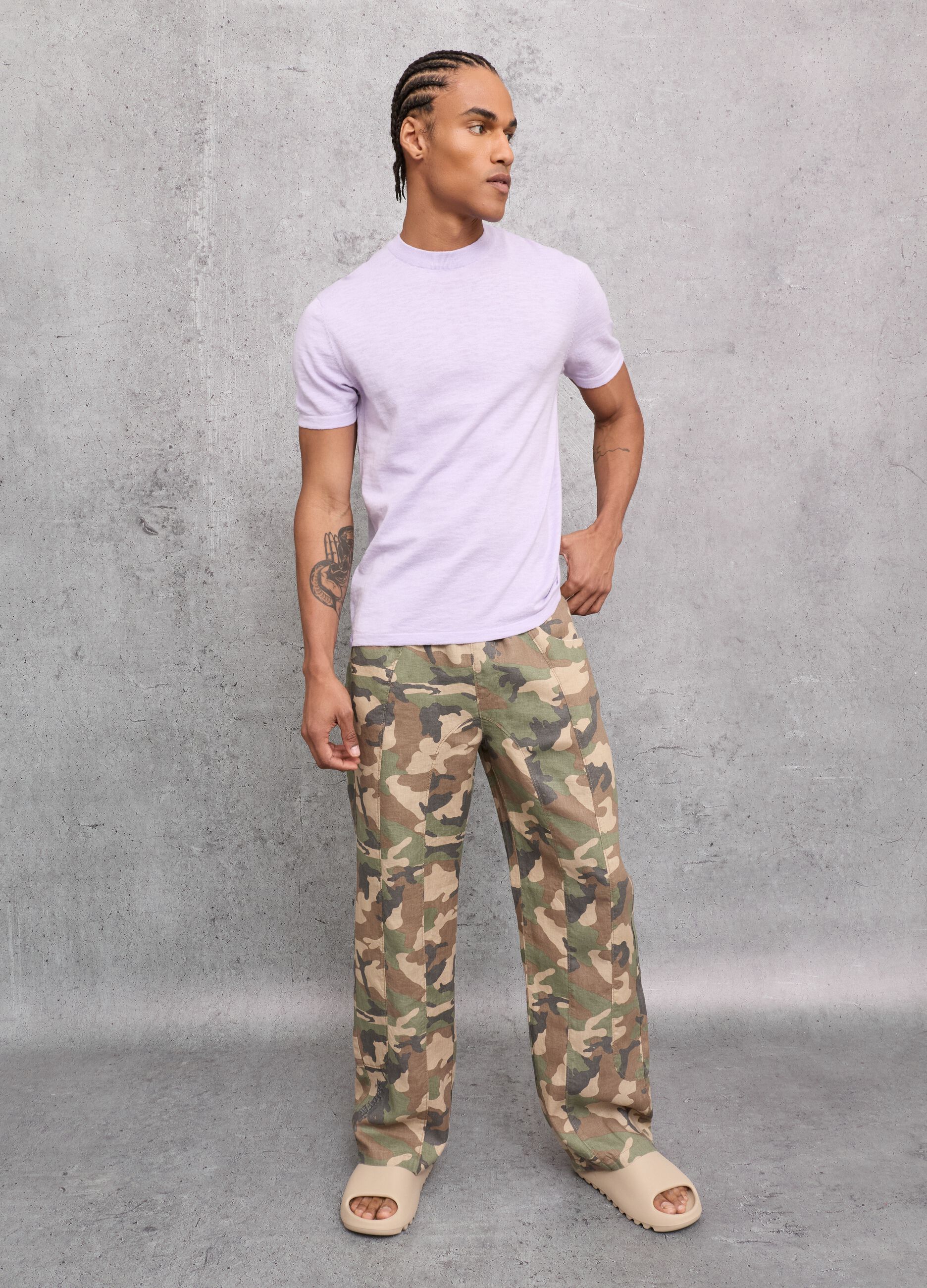 Camo &pi;&alpha;&nu;&tau;&epsilon;&lambda;ό&nu;&iota; wide leg &alpha;&pi;ό 100% &lambda;&iota;&nu;ό
