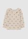 Beige baby girl's regular fit cotton blend t-shirt with bows_0