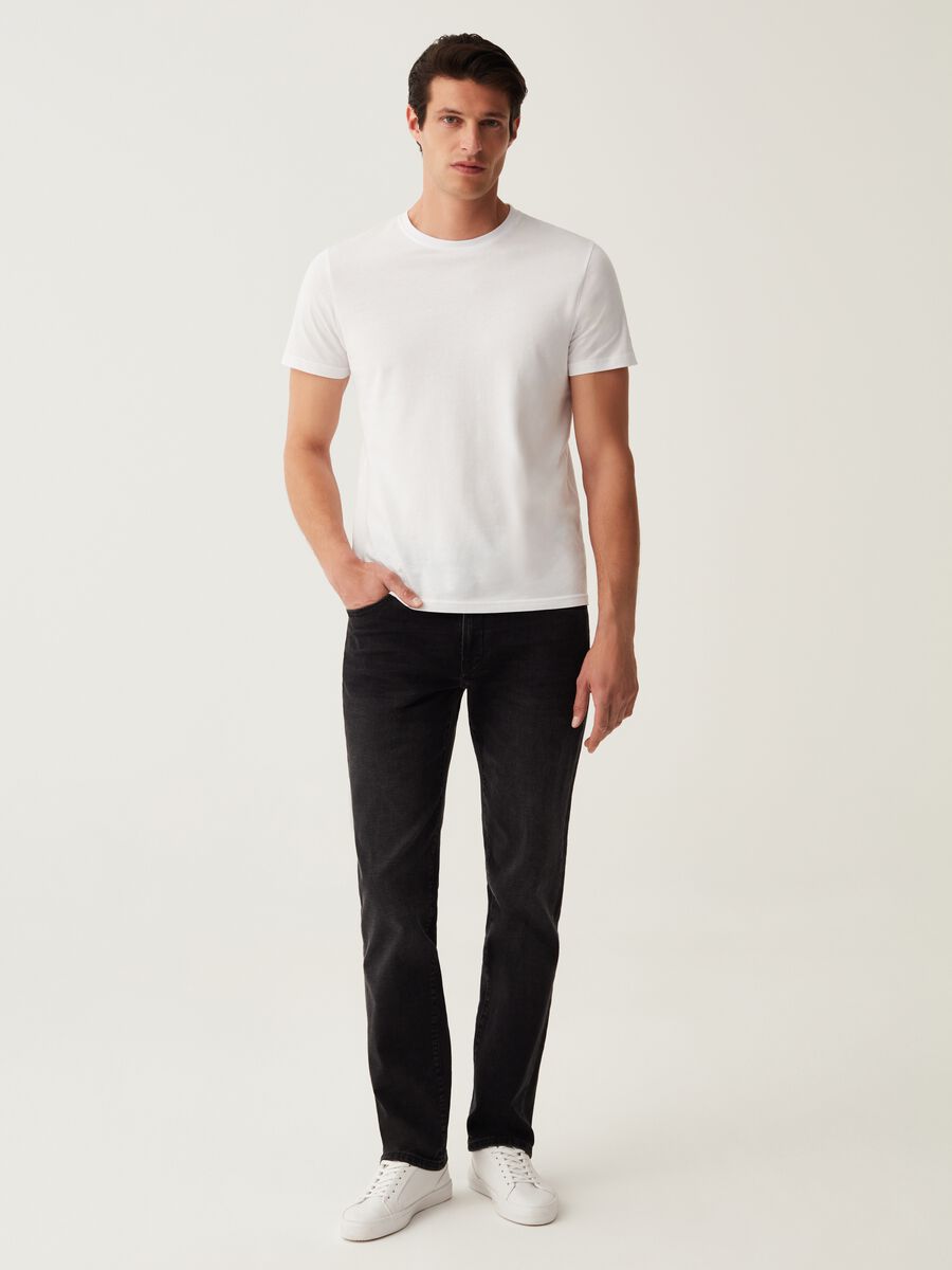 Regular-fit cross-hatch cotton jeans_0