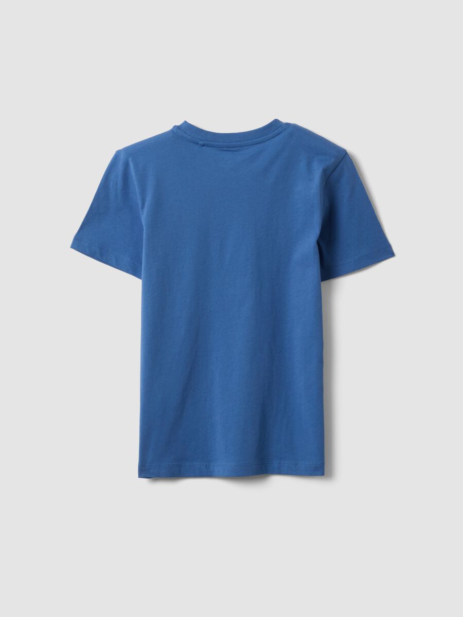Blue short-sleeved T-shirt in pure organic cotton_1