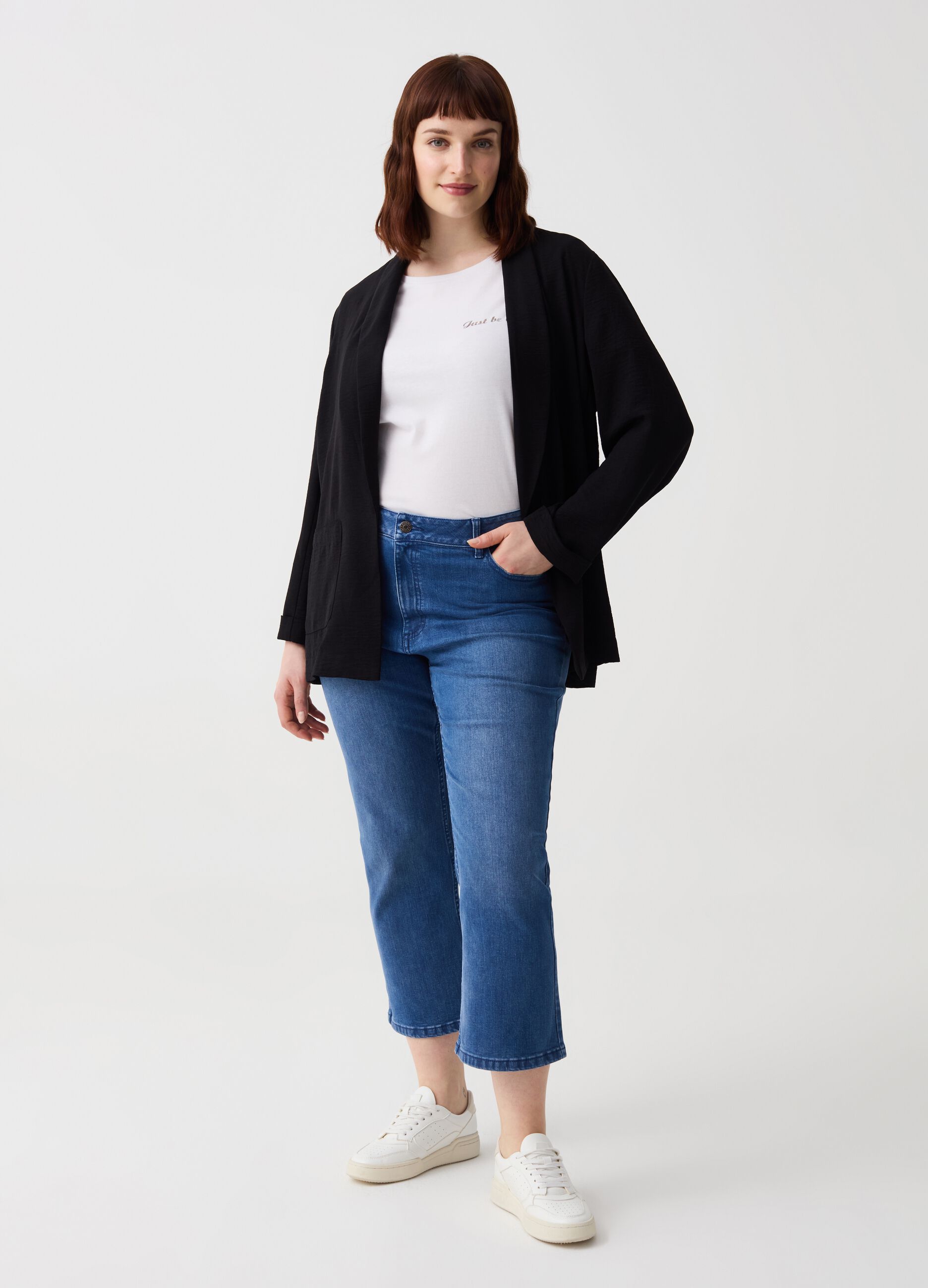 Curvy flare-fit crop jeans