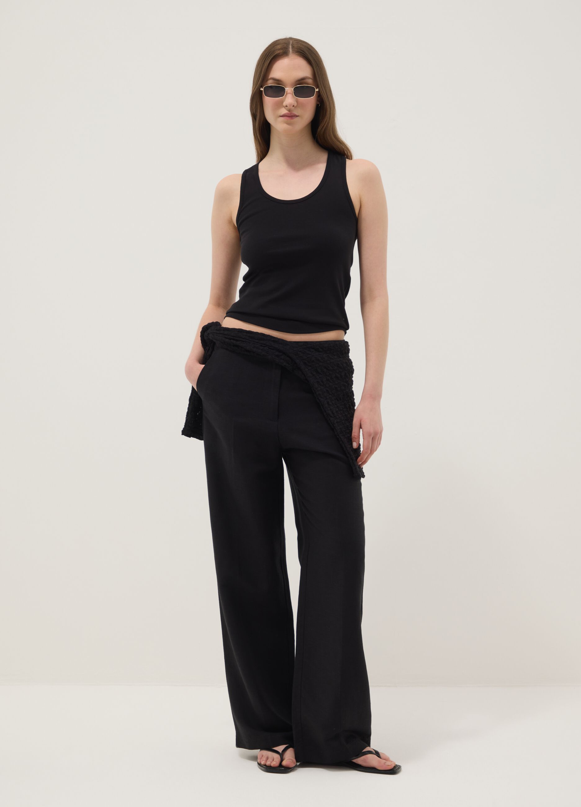 Black pure cotton tank top