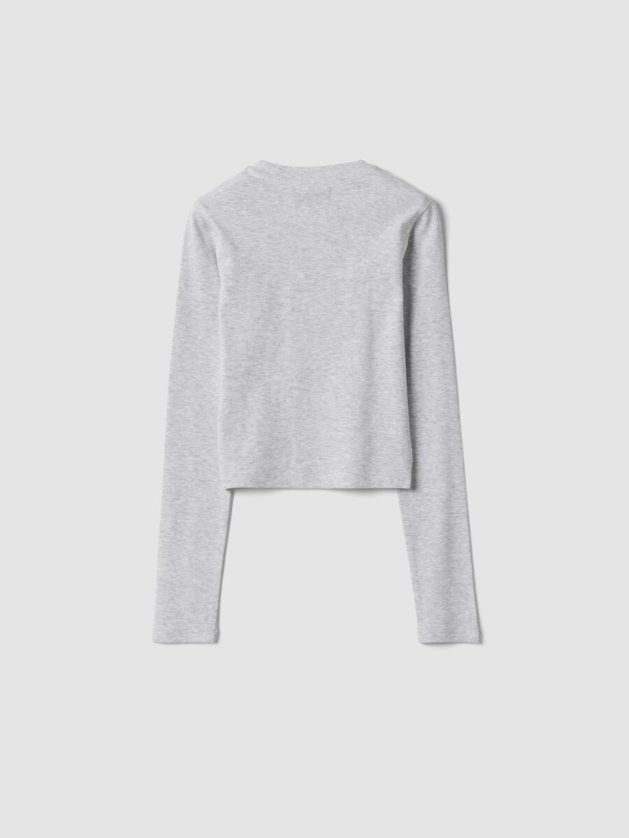 T-shirt grigia in cotone organico e viscosa elasticizzata con strass_2