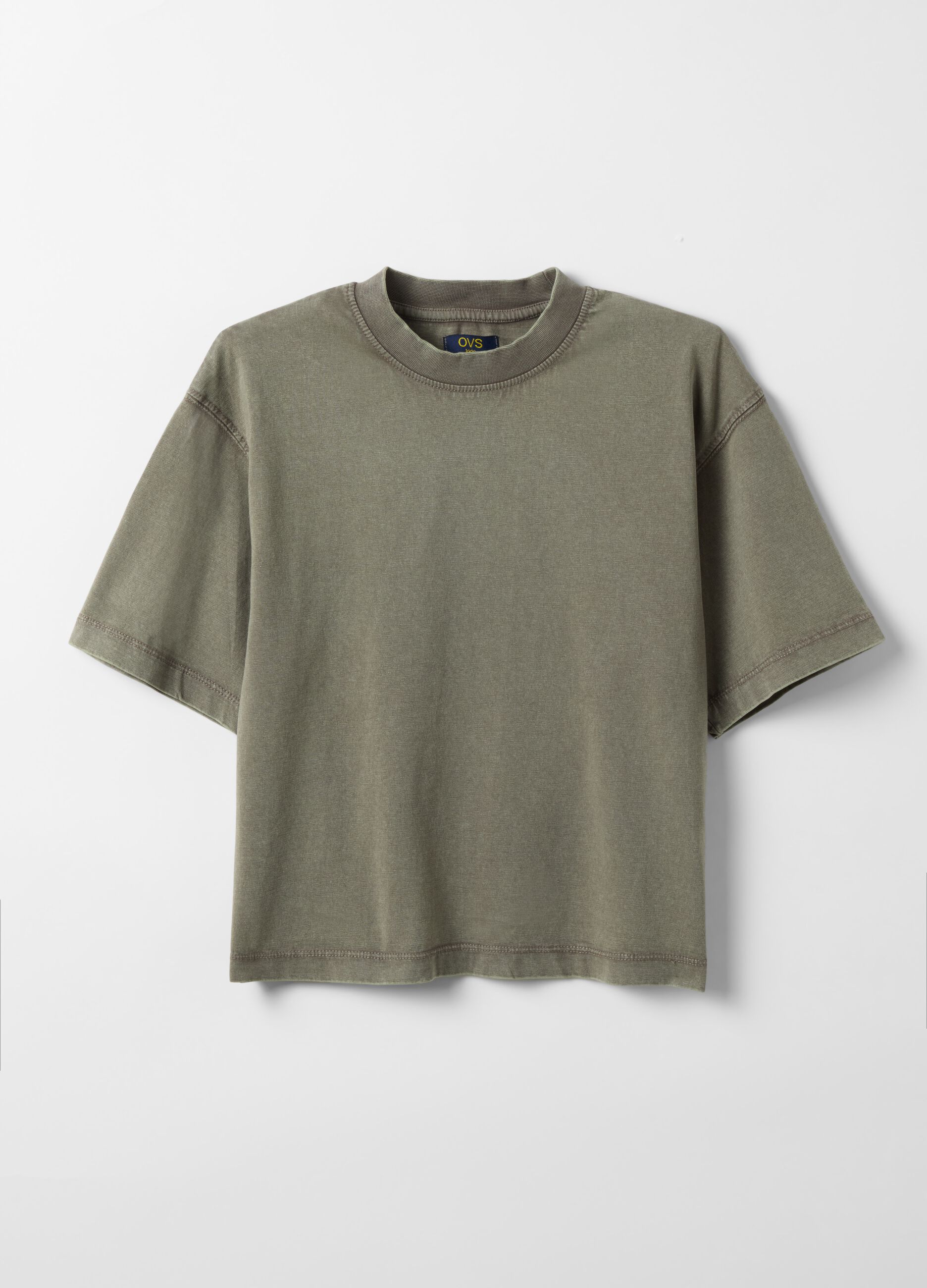 Camiseta verde de algod&oacute;n puro para ni&ntilde;a, corte oversize