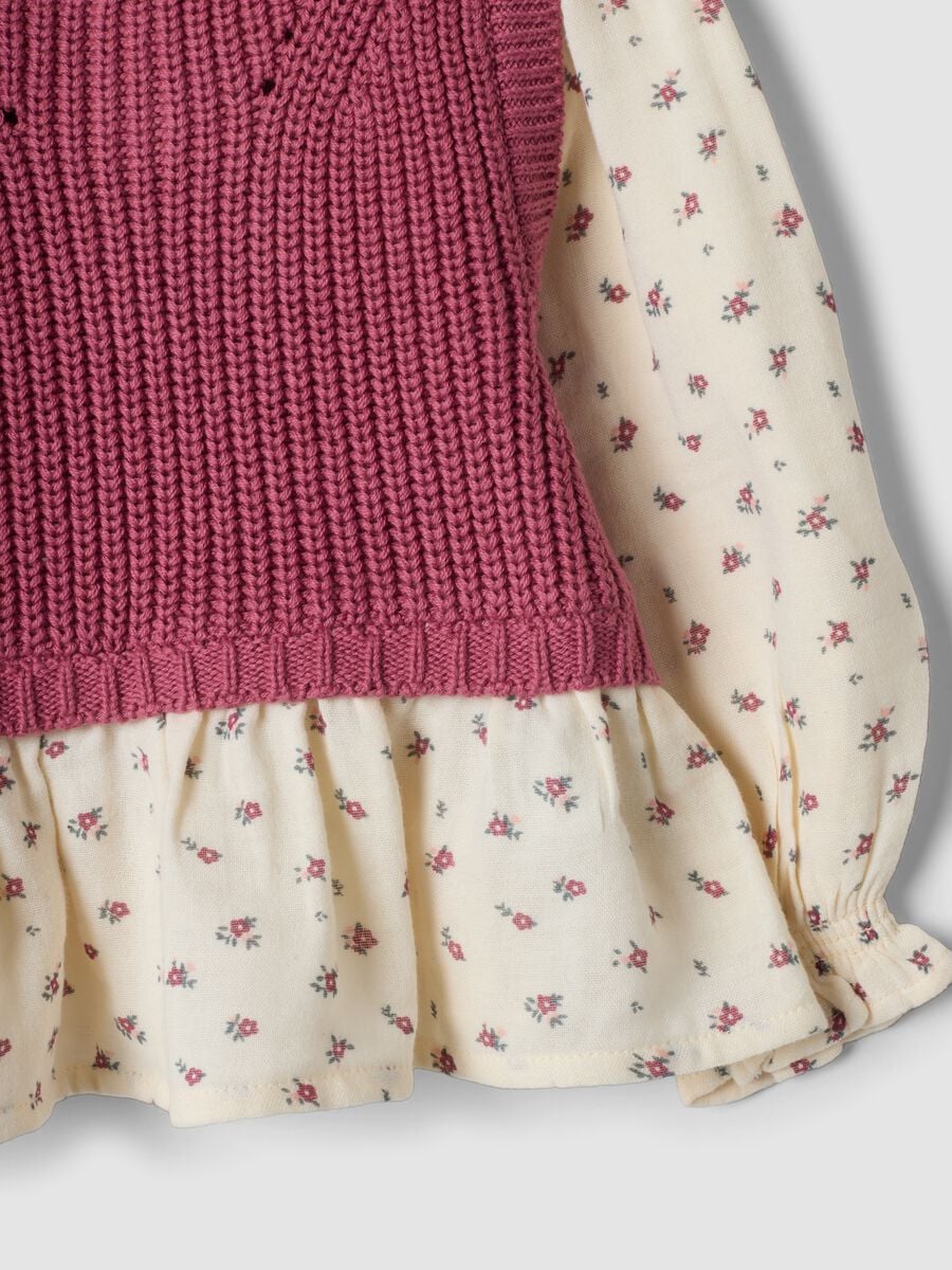 Pink crew-neck jumper in a viscose-cotton blend_2