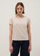 Beige pure cotton short-sleeve T-shirt, regular fit_0