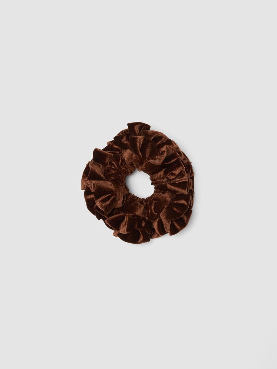 Scrunchie marrone effetto vellutato_0