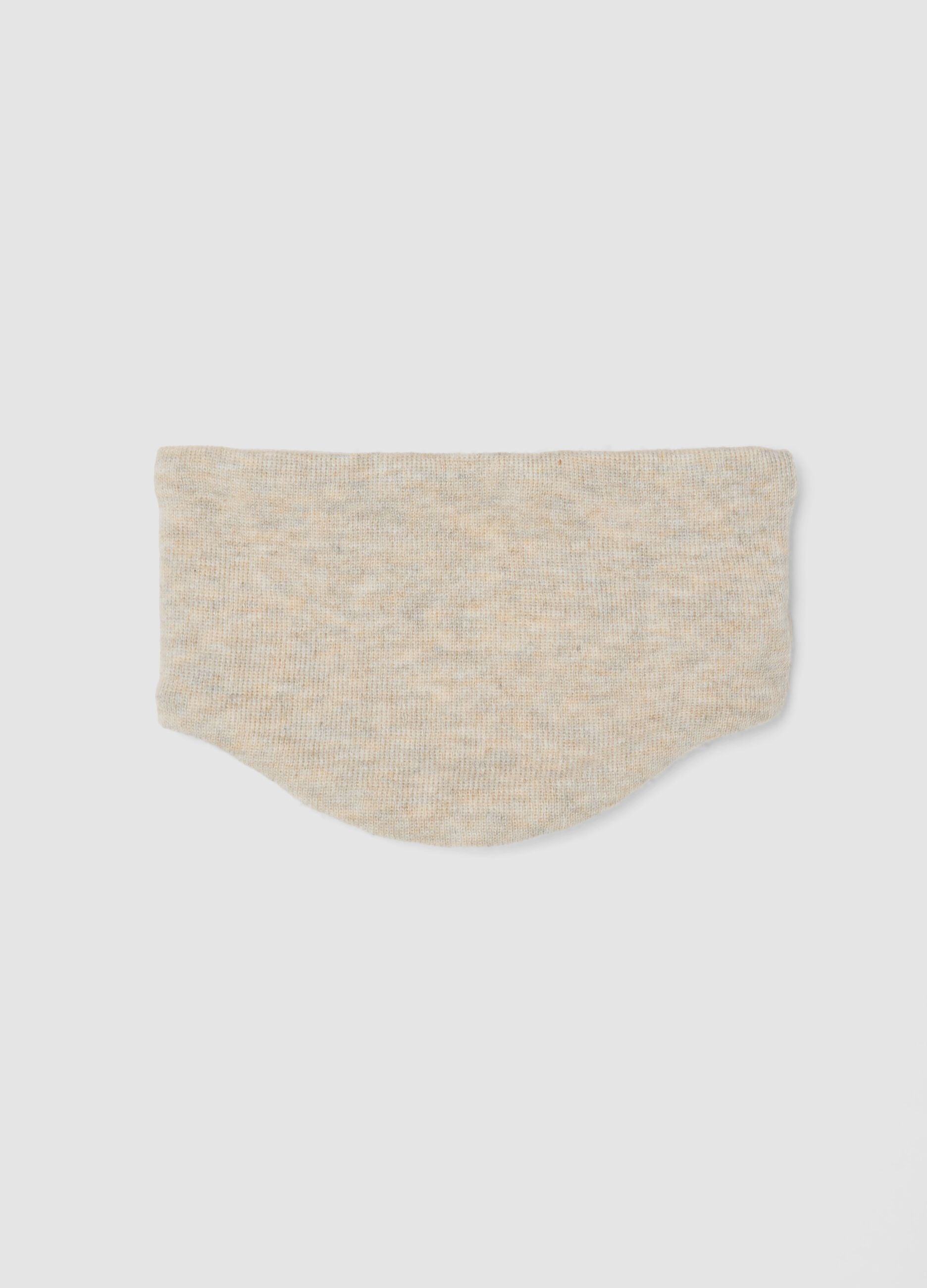 Sciarpa beige m&eacute;lange in misto lana con interno teddy
