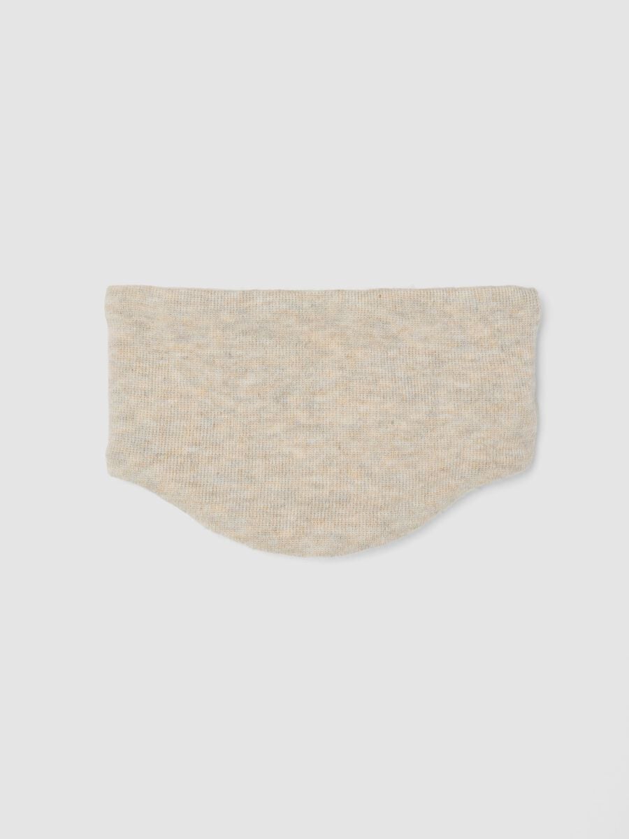 Sciarpa beige m&eacute;lange in misto lana con interno teddy_1