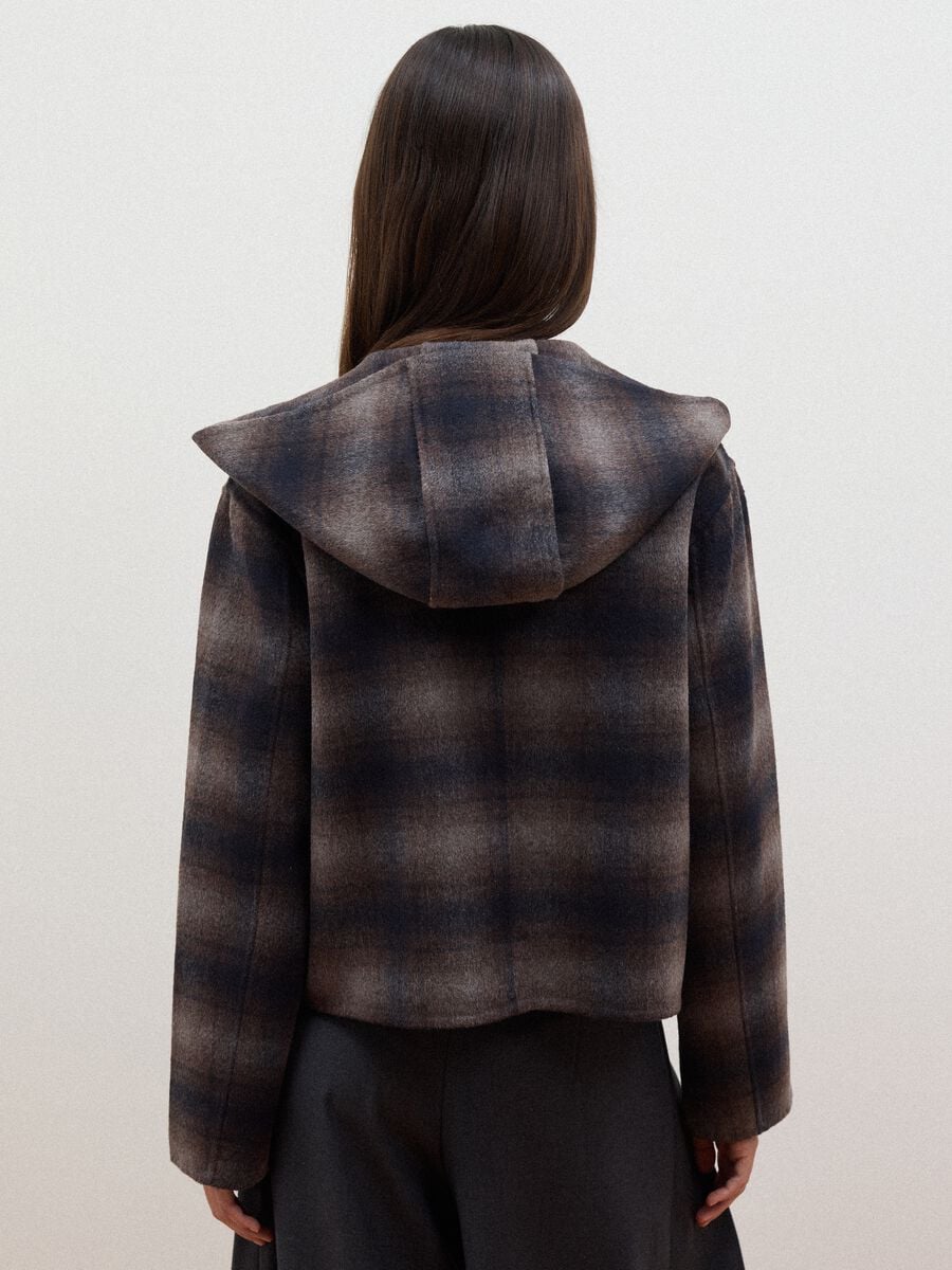 Brown wool and viscose blend hooded coat, regular fit_3