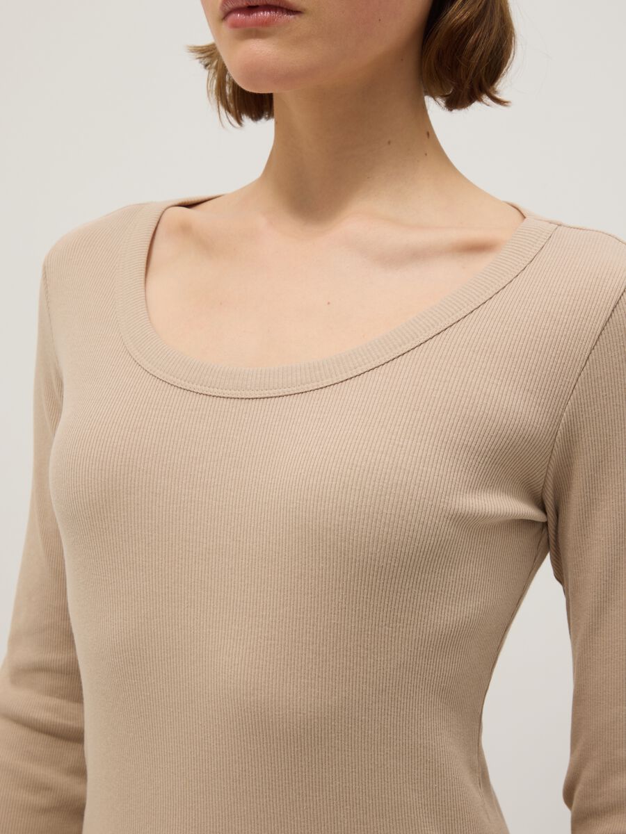 Langarmshirt aus reinem Baumwolle Beige Regular Fit_3