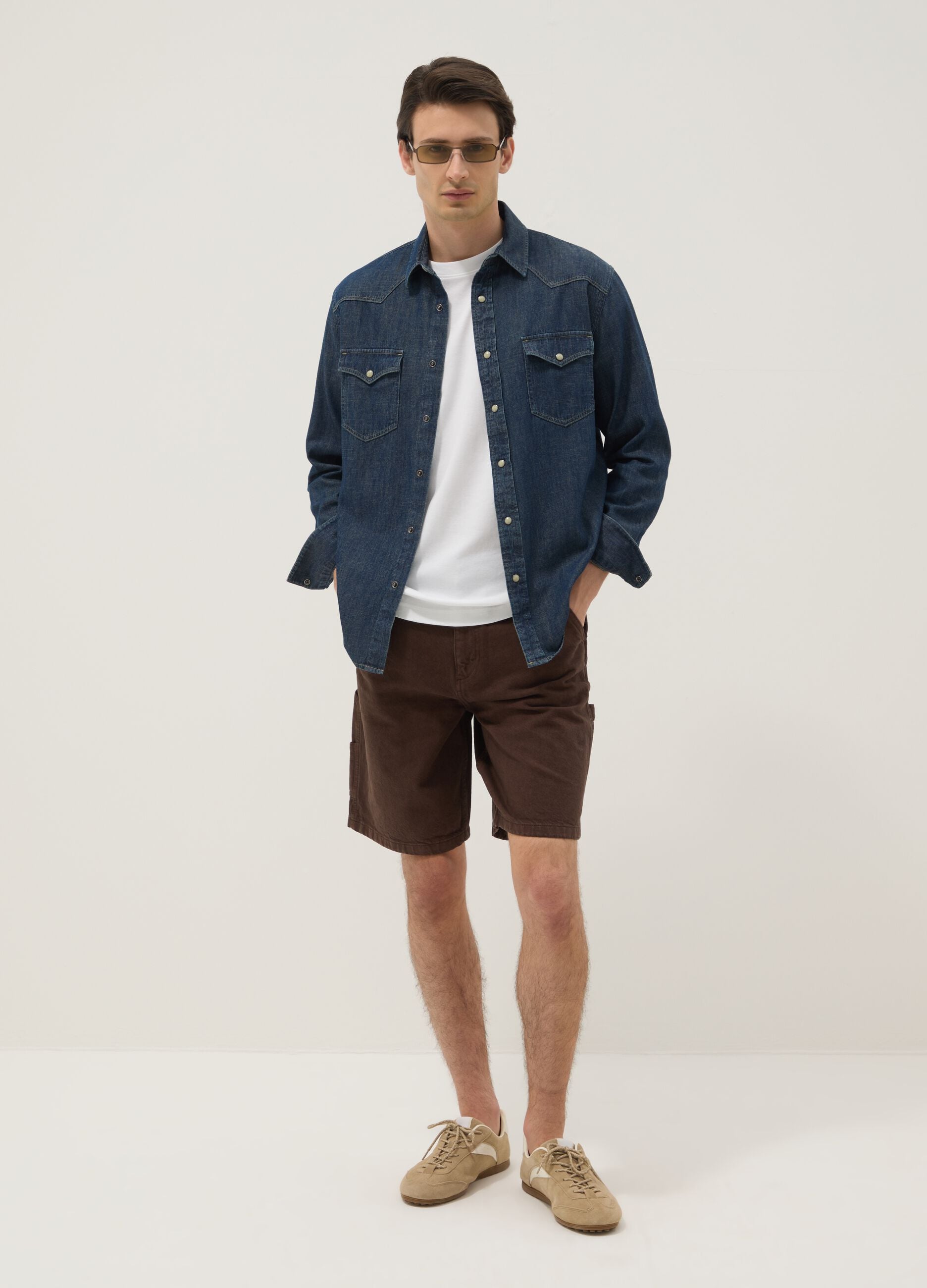 Braune Bermuda-Shorts aus reiner Baumwolle