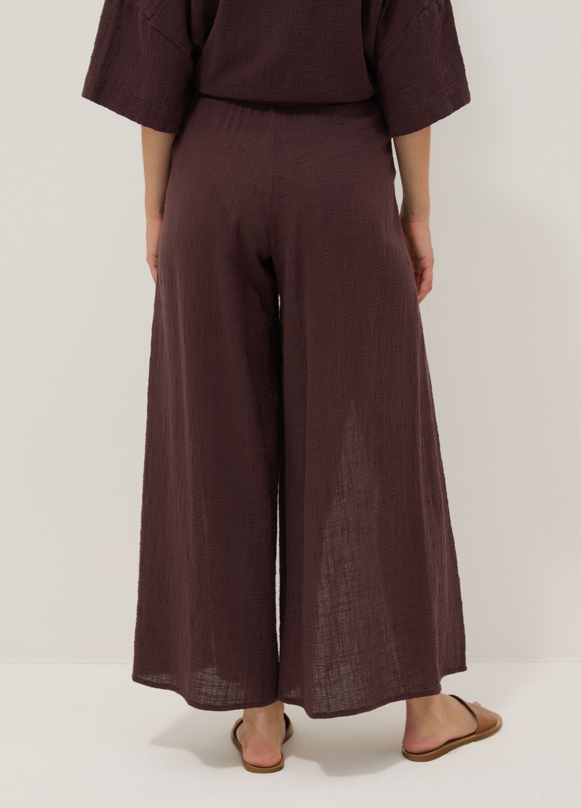 Brown pure cotton beach trousers