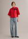 Camisa roja de algod&oacute;n puro con bolsillo, corte oversize_1
