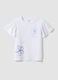 Girls&rsquo; white pure cotton T-shirt with ruffles and rhinestones_0