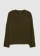 Green stretchy fabric oversized pullover with round neck_4
