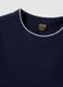 Blue pure cotton regular fit T-shirt with contrast stitching_5